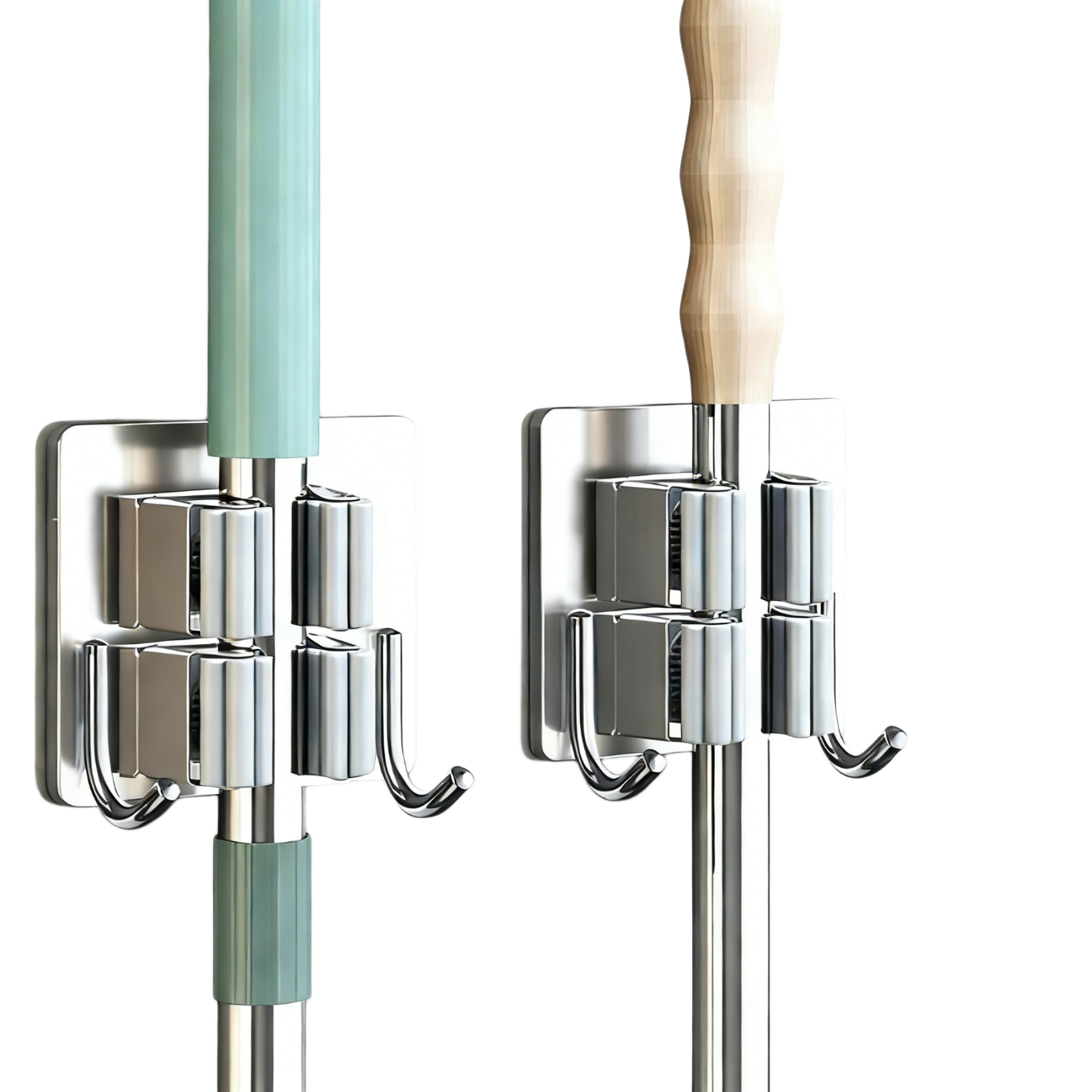 Xinpei Mop Hook, 304 Stainless Steel No-Drill Mop Clip, Bathroom Draining Anti-Mold Corrosion Resistant Durable