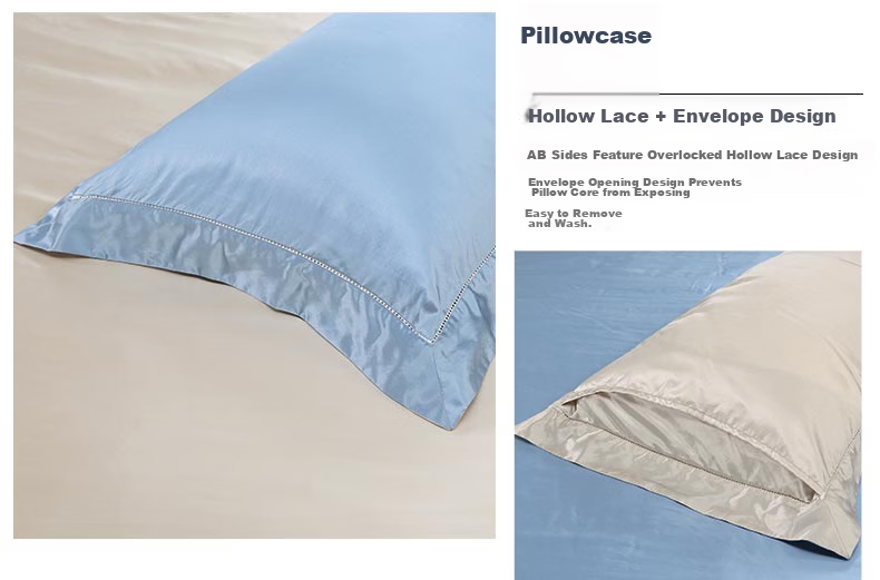 FUANNA Bedding Set 4-Piece Mulberry Silk Satin Sheet Duvet Cover High-End Silk Bed Linen Single/Double 203x229cm 13