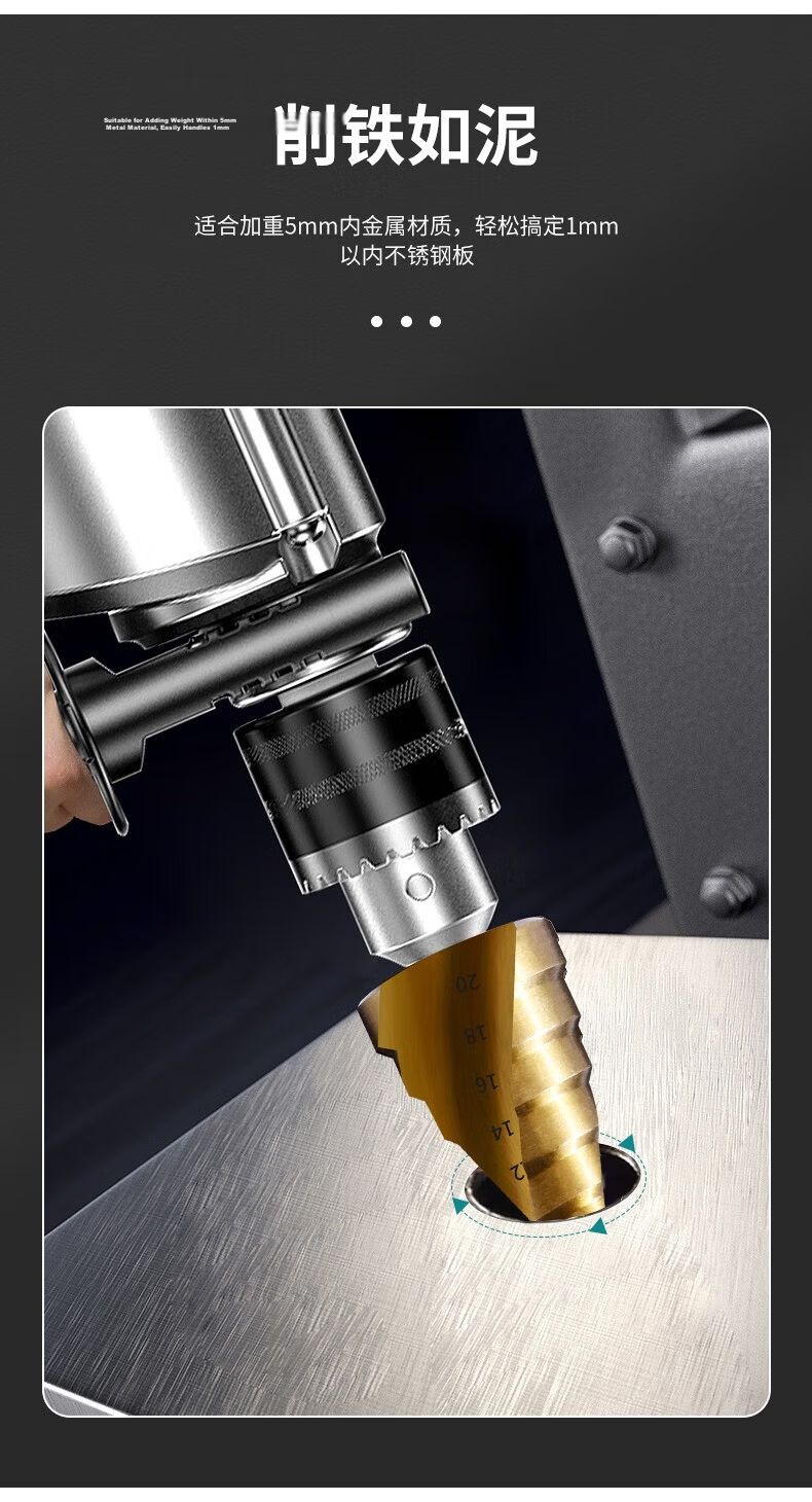 Yanran Electric Wrench Multifunctional Step Tower Drill Bit Hole Opener 15-Step Spiral 4-32mm (HSS4241) 3