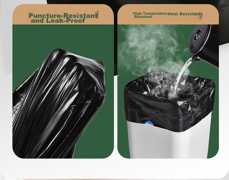 Jiaxin Jie Biodegradable Drawstring Garbage Bags 45x50cm 50pcs Black Double-Sided 3-Layer Thickened Large Household Kitchen Handheld 6