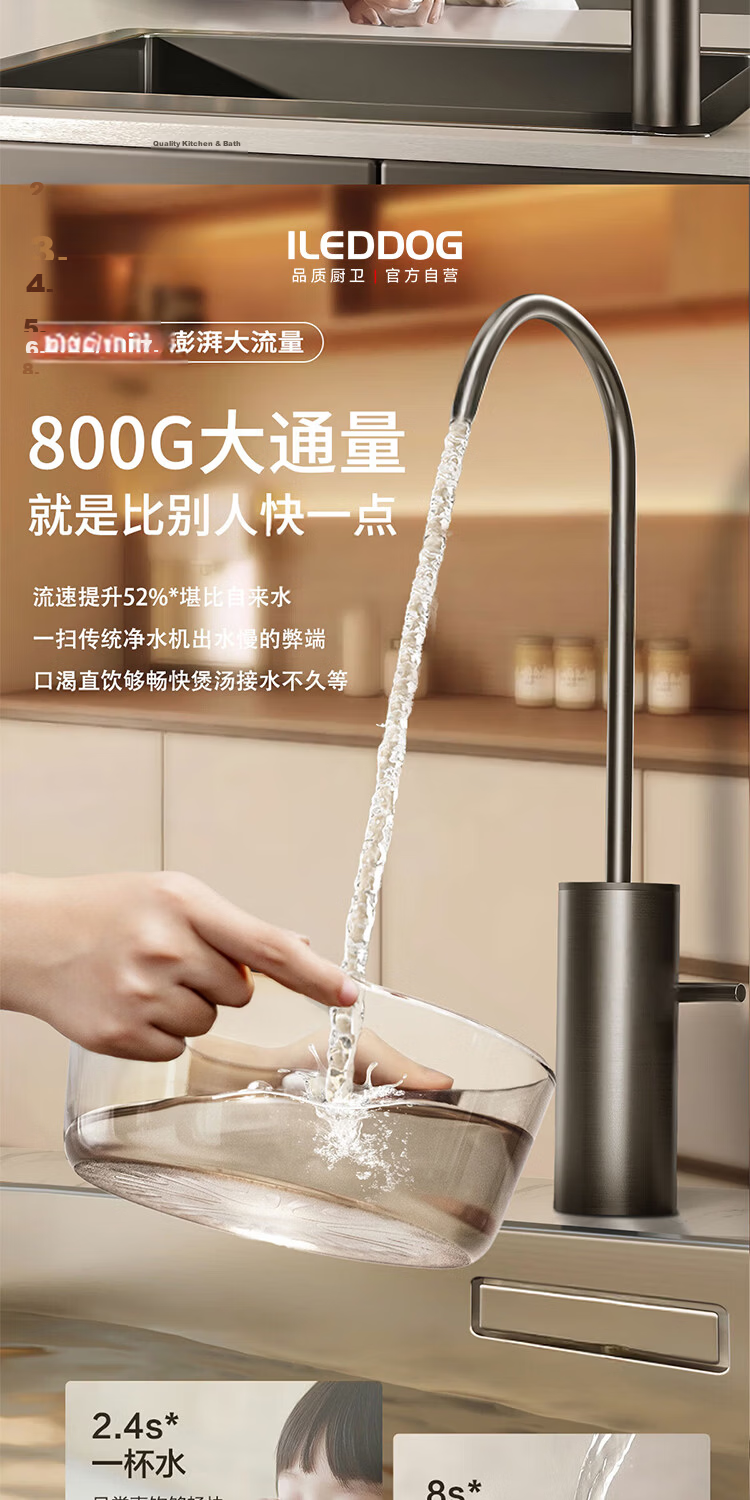 ILeddog Seiko 304 Stainless Steel Water Purifier Faucet Household 2-Point Kitchen Water Filter Direct Drinking Machine 6