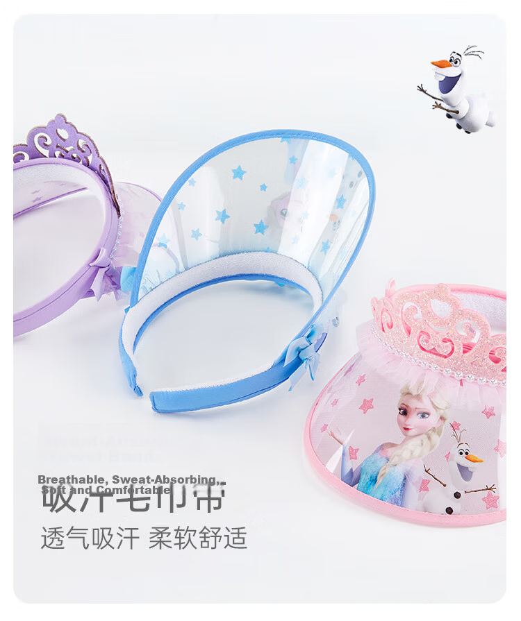 Disney Elsa Sun Hat Girls Children's Sun Protection Hat Summer Open Top Hat SPF60013 Purple One Size 4