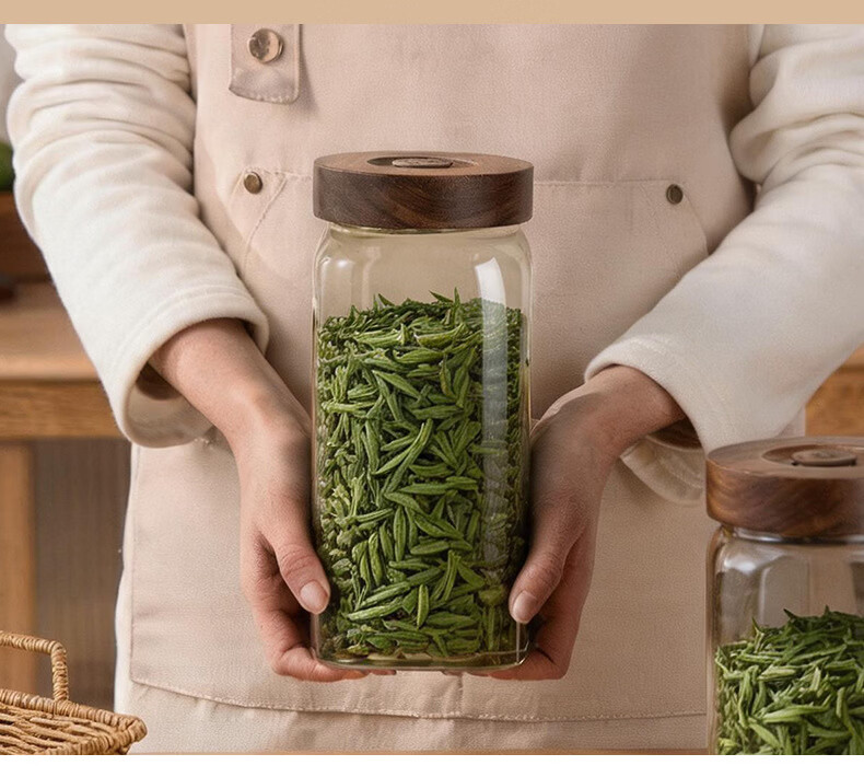 PINYU Vacuum Sealed Tea Canister Food Grade Airtight Storage Jar Moisture-Proof Glass Container Portable Tea Canister 9