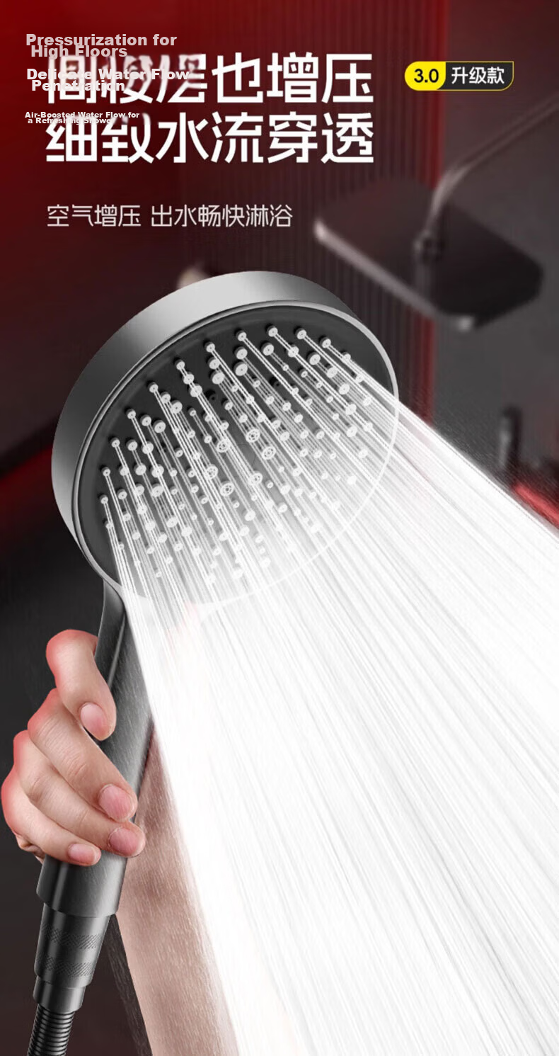 HOMK Seiko Shower Head Set with Hose, High-Pressure Bathroom Shower Sprayer 5