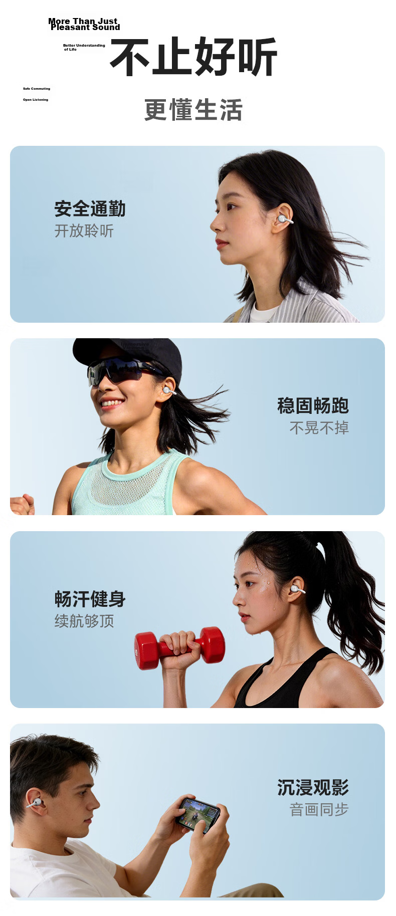 Leiden A8 New Semi-In-Ear Clip-On Wireless Bluetooth Translation Earphones AI Model Open Design Compatible with Apple 17 Huawei Android Phones A8 White [AI Translation] 19