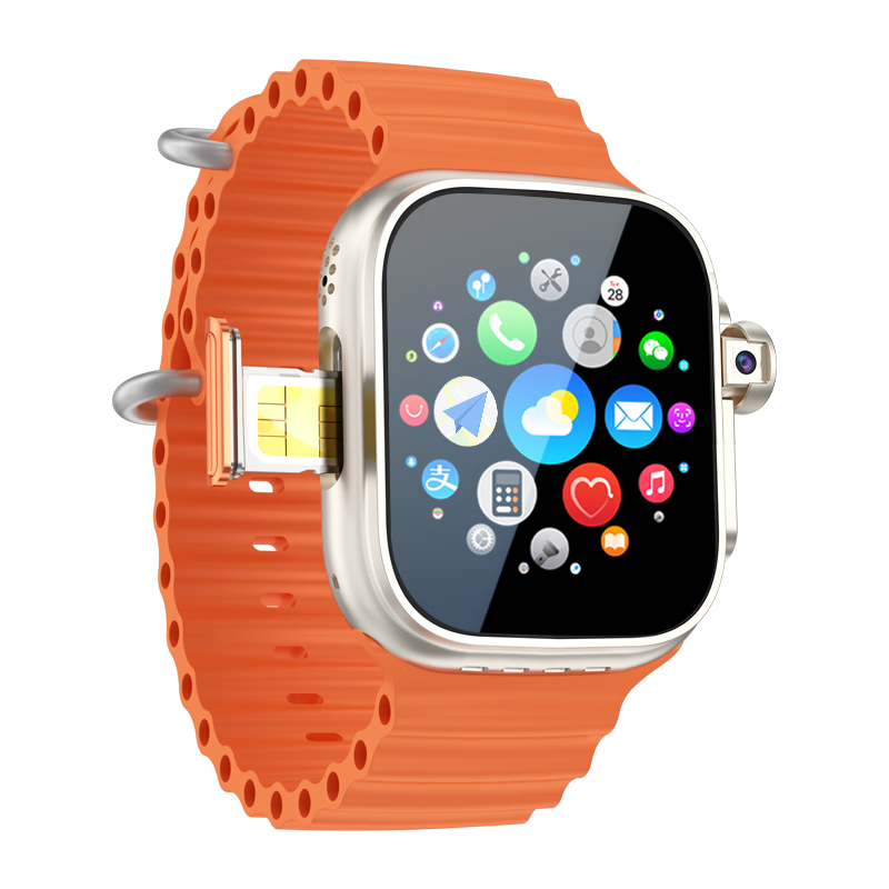 Fanmu Huaqiangbei B31 Ultra Premium Cellular Smartwatch 4G SIM Card Full Network MP3/MP4 APP Download Student Camera Gold