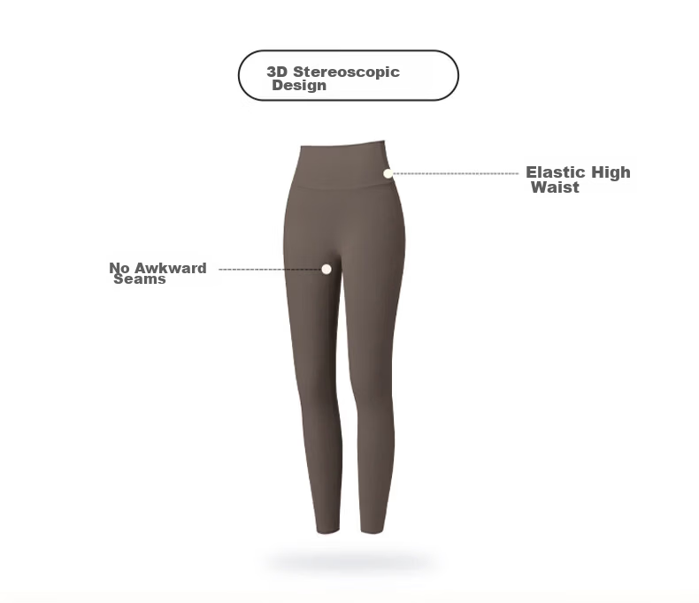 YouYou Seamless High-Waist Butt-Lifting Peach Hip Yoga Pants for Women, Khaki Brown, Size L 4