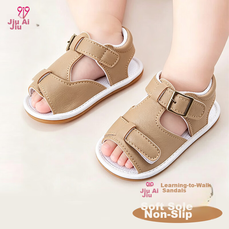 9i9 Baby Walking Shoes Summer Soft Sole Non-Slip 0-1 Year Old Unisex Casual Breathable Sandals BX3 Light Brown Size 13