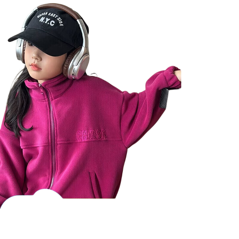 LUSON Chen Da Zhu Girls' Jacket, Autumn And Winter New Style, Double-Sided Fleece, Children's Sports Outerwear, New Year's Outfit