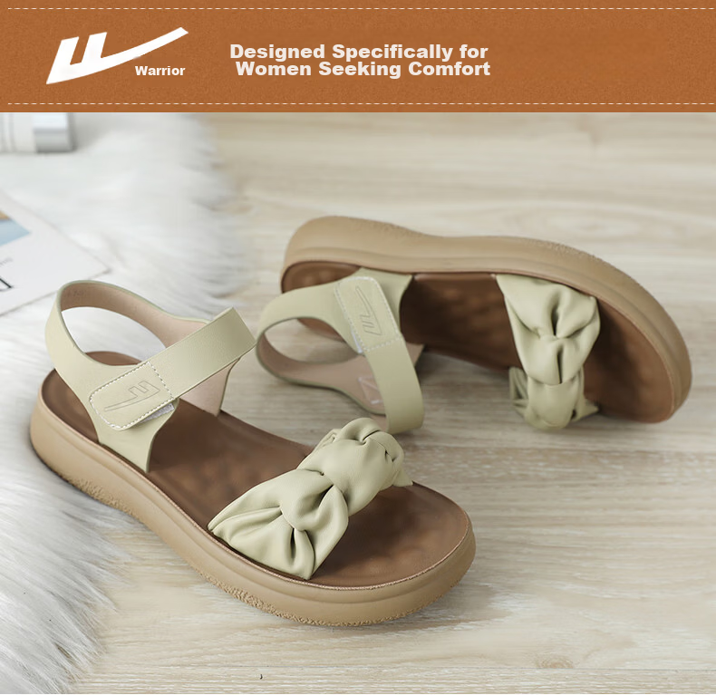 Warrior Mom Sandals New 2026 Fashion Wedge Mid-Aged Soft Sole Pregnant Women Thick Mid-Heel Women's Shoes 0842 Beige Size 37 2