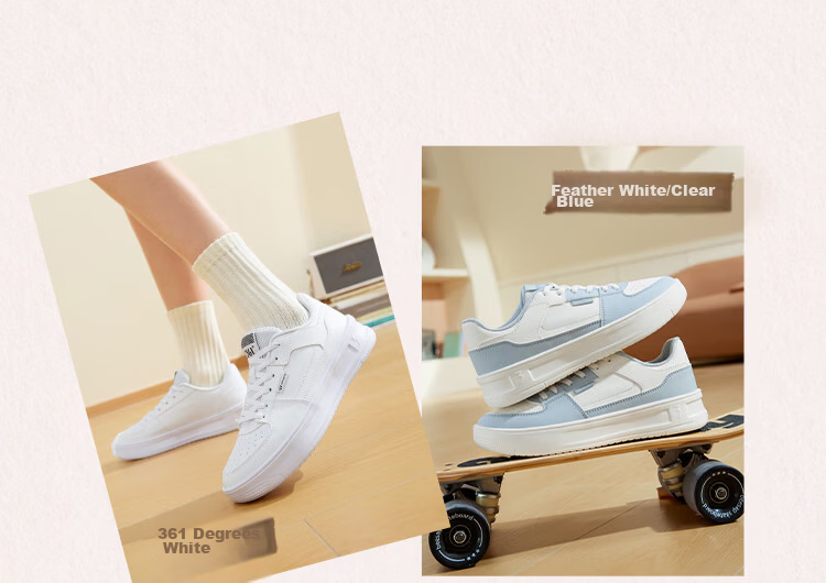 361° Qinghe 2 New Trendy Platform Leather Casual Sneakers Women's White Shoes 682636618-4 3