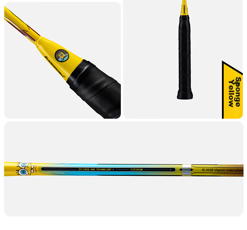 KAWASAKI SpongeBob Limited Edition Full Carbon 4U Badminton Racket Training Durable Feather Yellow 14