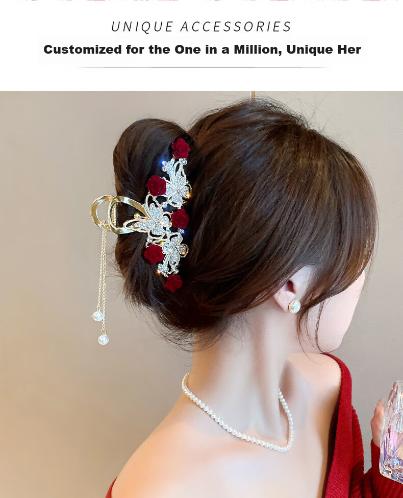 Gunai Elegant Butterfly Hair Clip, Claw Clip, Hair Accessory, Updo Shark Clip, Goddess Festival And New Year Gift for Girlfriend 4