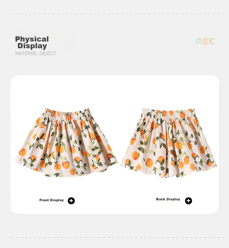 ASK JUNIOR Girls' Pants, Summer 2025 Thin Style, Toddler Floral Print Wide-Leg A-Line Beach Shorts, Floral Pattern, Size 120 7