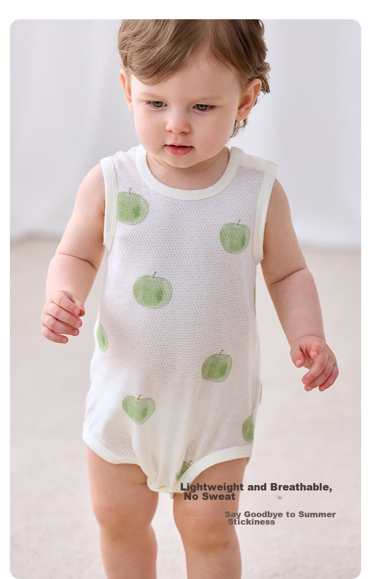 Babylove Baby Sleeveless Bodysuit Summer Cotton Mesh Jacquard Breathable Romper Cool Pajamas Summer Wear 5