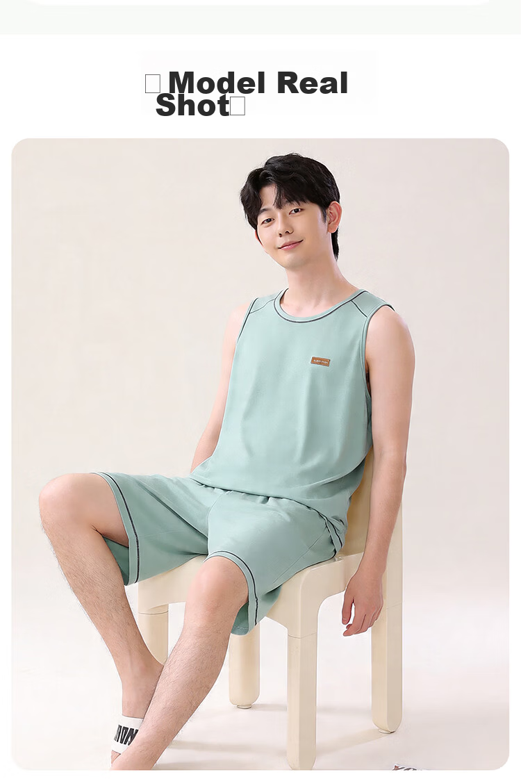 Bingxue Cotton Youth Vest Set Boys' Modal Ice Silk Summer Thin Cool Development Period Shorts Two-Piece Pajama Set 17