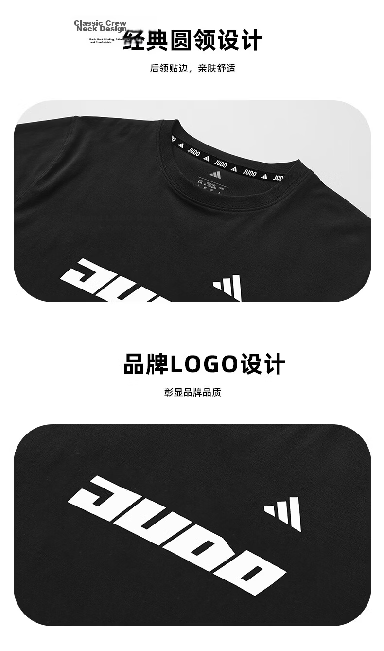 Adidas 2026 New Summer Cotton Short Sleeve T-Shirt Unisex Student Breathable Half Sleeve Black/White S 4