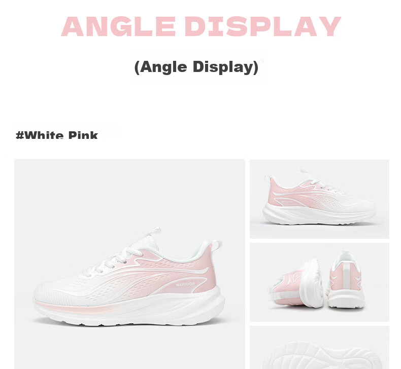 Warrior Women's Sports Shoes 2026 Summer New Breathable Soft Sole Casual Lightweight Running Shoes 1243 Pink Size 38 34