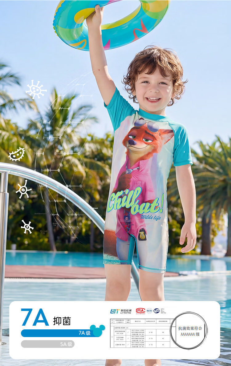 Disney Kids Boys One-Piece Swimwear Zootopia Nick Wilde Green D36276S2G Size 140 7