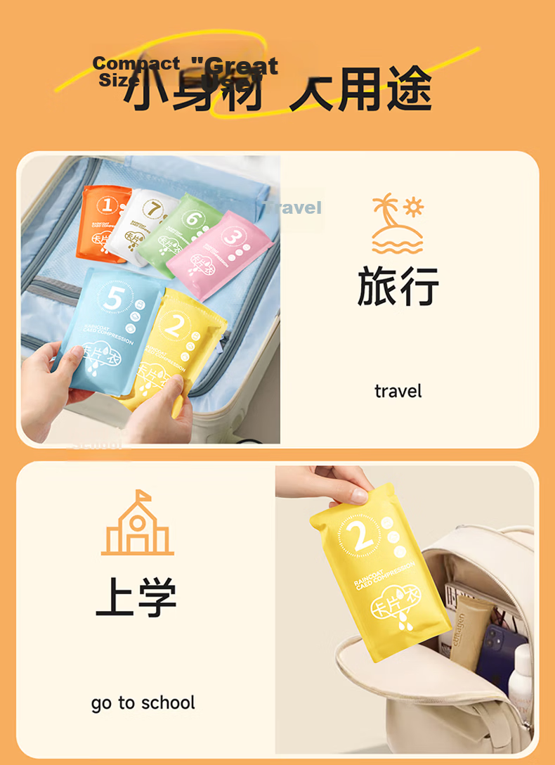 BWNK Disposable Thickened Portable Card Raincoat Long Anti-Storm Adult Outdoor Rain Poncho [5-Pack] Colorful Card Raincoat 11
