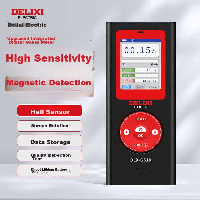 Delixi Electric Digital Gauss Meter Tesla Meter High-Precision Magnetic Force Detector Magnetic Field Strength Tester Magnetometer Magnetic Measurement Instrument