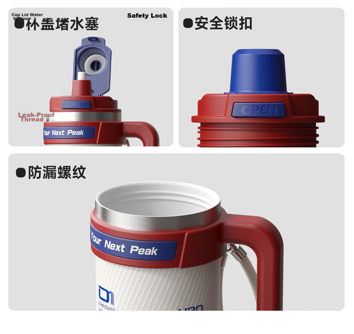 NRMEi Ice King Thermal Insulated Large Capacity Water Bottle Men's Giant Ceramic Liner Car Straw Cup 24