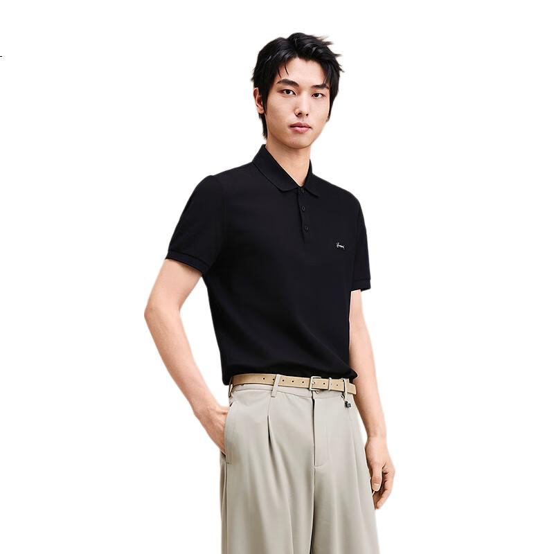 GXG Men's Acetate Cool Touch Embroidered Polo Shirt Business Casual Black 170/M