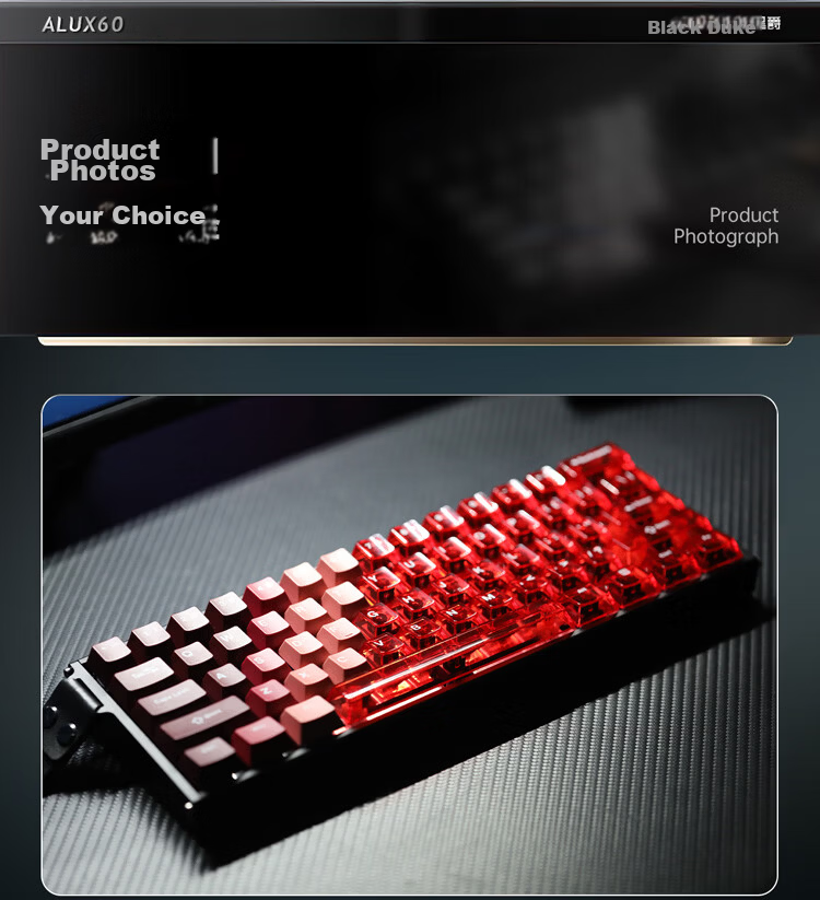 AJAZZ ALUX60 Magnetic Switch Keyboard CNC Aluminum RT0.01 8K Polling Rate 60-Key Hot-Swappable Gaming Magnetic Switch Soldier King Hollow Night Banquet Red 14