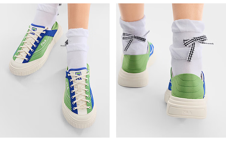 FILA LOOP 1S Women's Canvas Shoes Colorful Terraced White Slip-On Spring Summer Casual 38