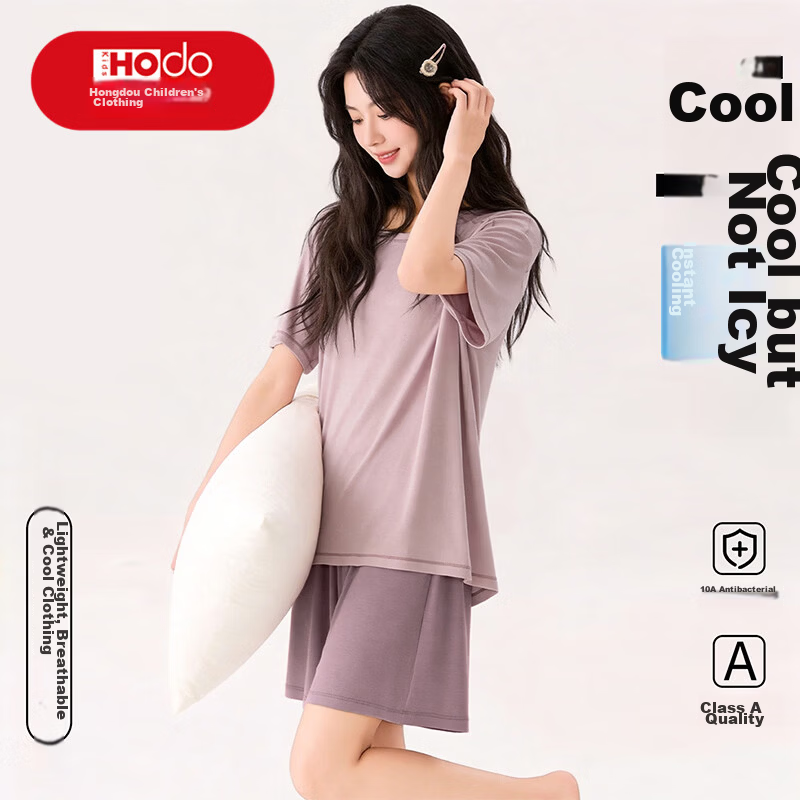 Hongdou Girls Summer Pajamas New Teen Student Short Sleeve Shorts Thin Homewear Set