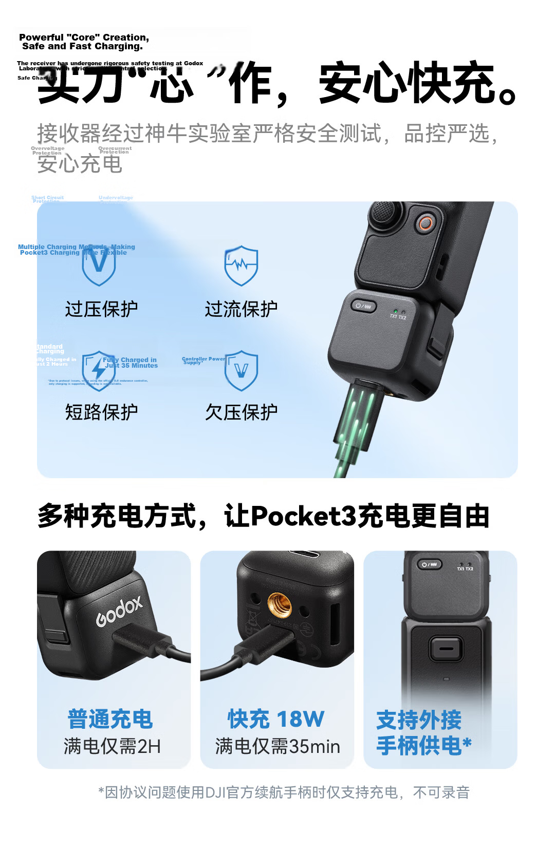 Godox Cube-OP3 Wireless Lavalier Microphone for DJI Pocket 3 Sports Camera Outdoor Vlog Recording 15