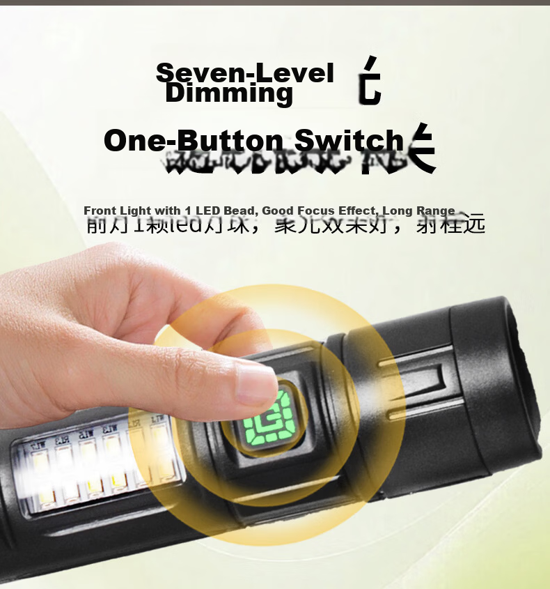Jujingyang Dual Light Source Flashlight Red Warning Light Mini Portable Side Lamp Rechargeable Dimmable Night Illumination 6