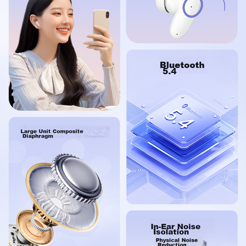 HP 2026 Latest Bluetooth Wireless Sports In-Ear Earphones Long Battery Life Comfortable for Extended Wear Music Gaming Running Tea Color 3