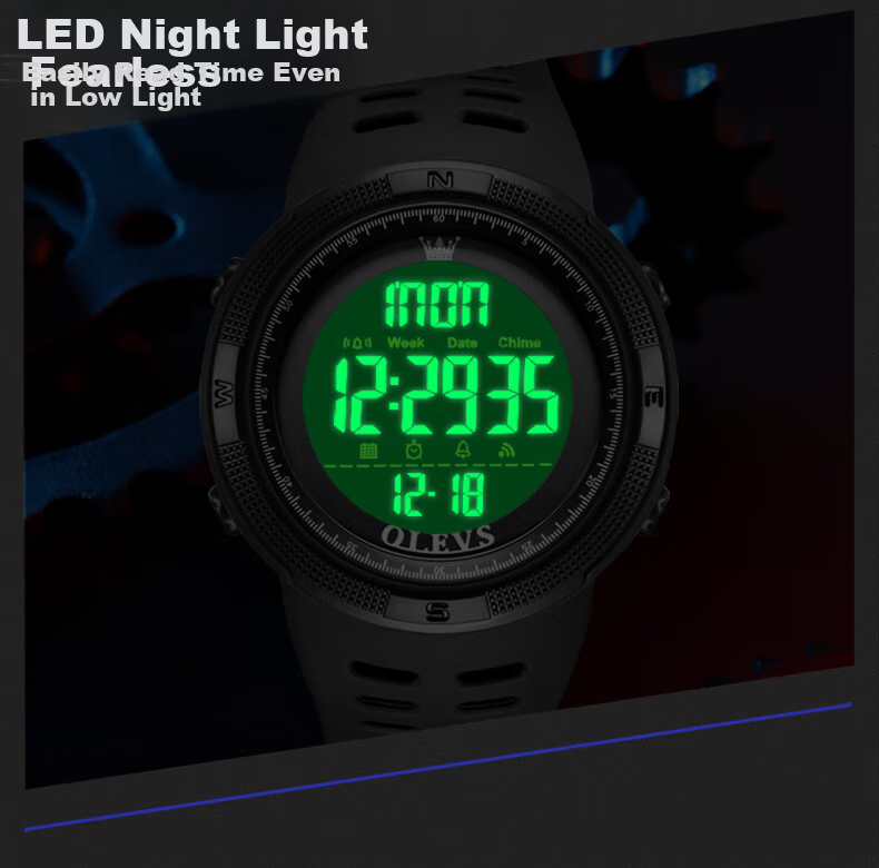 OLEVS Student Watch for Middle and High School Boys, Calendar, Weekday Display, Multifunctional, Luminous, Waterproof Digital Watch for Ages 12-14-18 6