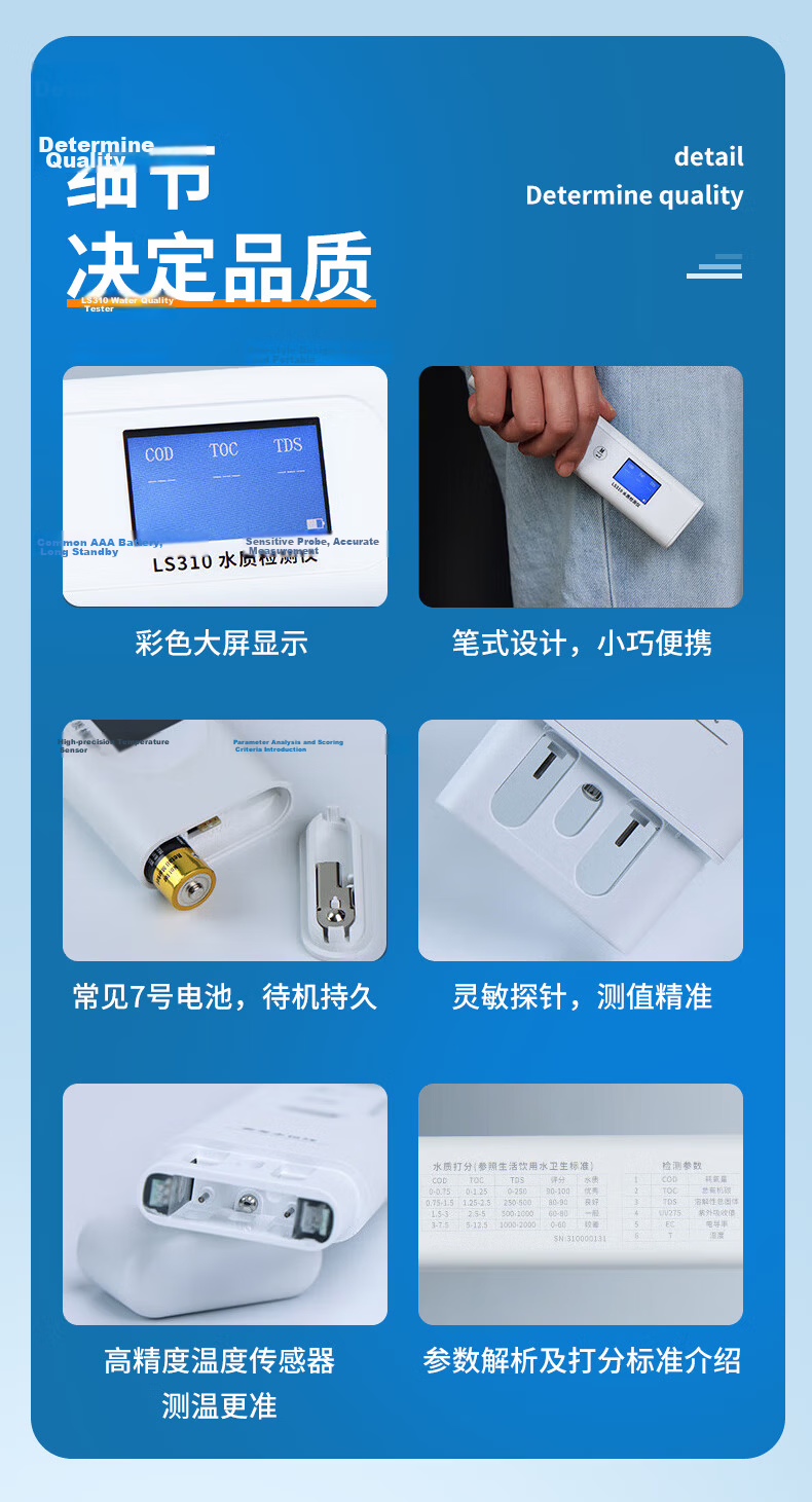 Linshang High-Precision Multifunctional Home TDS Water Quality Tester Pen Conductivity Meter Drinking Water Test LS311 19