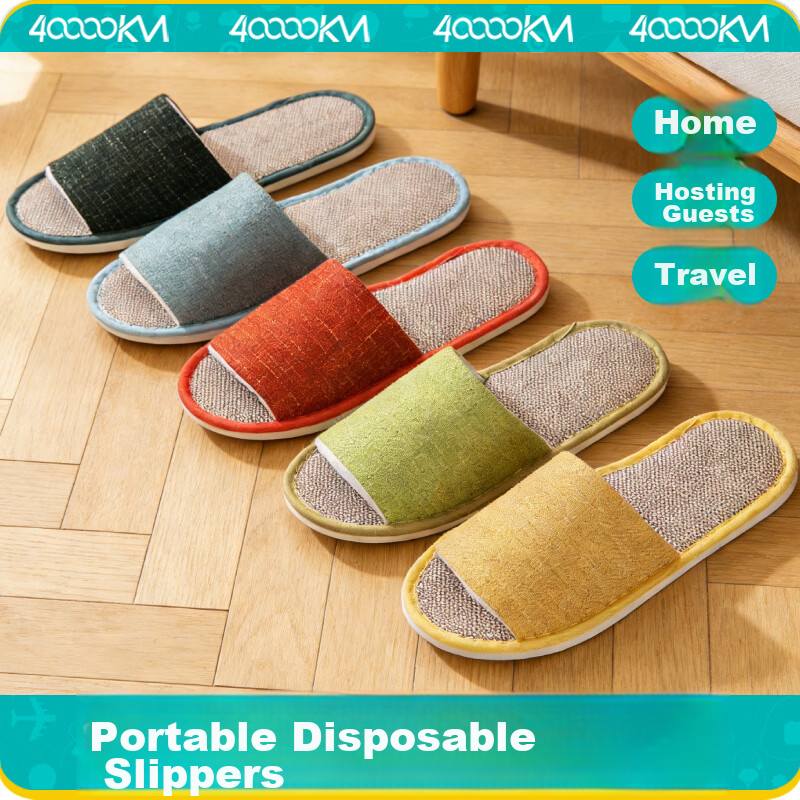 40,000 Kilometers 5 Pairs Disposable Slippers Guest Slippers Hotel Use Summer Home Non-Slip Washable Shower Shoes for Guests