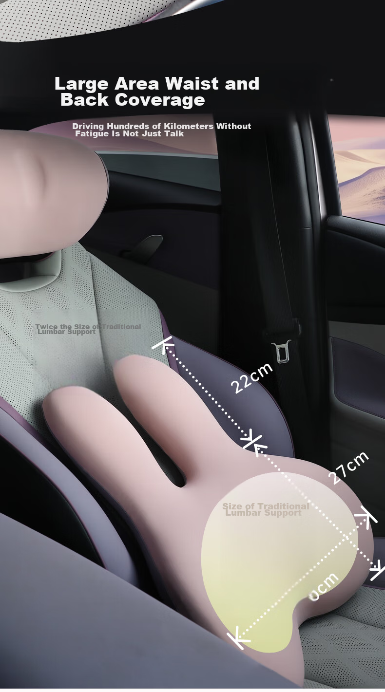 H.nos Car Lumbar Support Headrest Cushion Waist Pillow Car Backrest Female Driver Long-distance Travel New Energy Vehicle Neck Protection Set 9