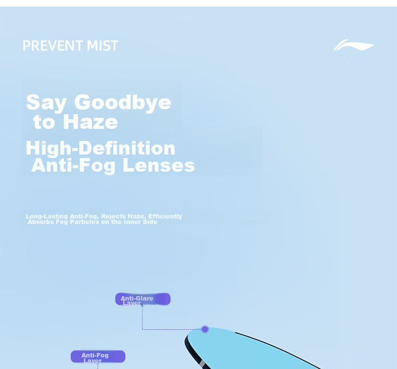 LI-NING Waterproof Anti-Fog HD Clear Swimming Goggles Large Frame Unisex Adult Kids Diving Swimming Gear LNJT215-14 Lilac Purple 8