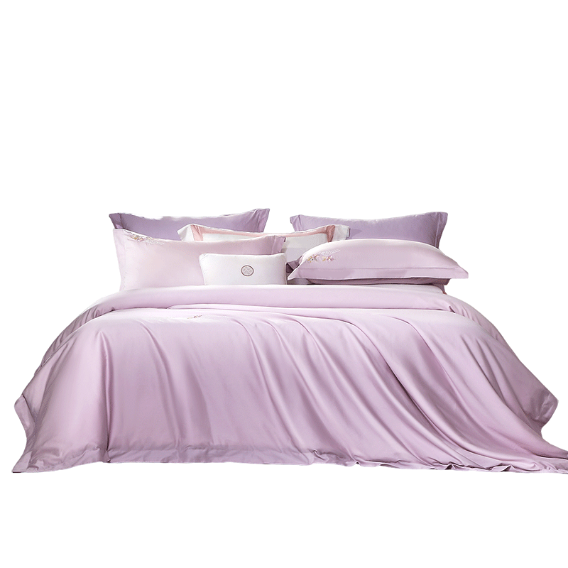 Fuanna 60S Long-Staple Cotton Embroidered 4-Piece Bedding Set 100% Cotton Sheet and Duvet Cover Double Extra Large 230*229cm Mountain Scenery