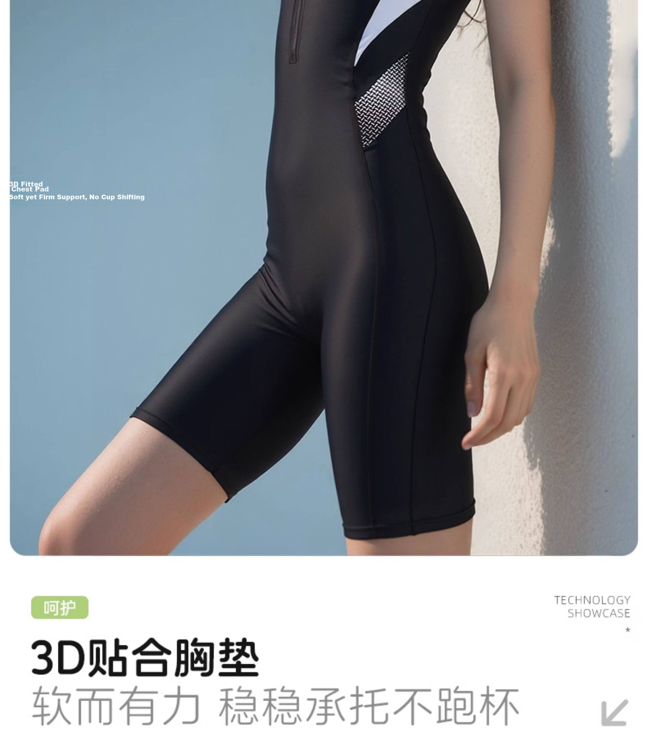 ANTA Women's One-Piece Five-Point Shorts Swimsuit Summer Professional Training Plus Size Slimming Thermal Swimwear Black XL 9