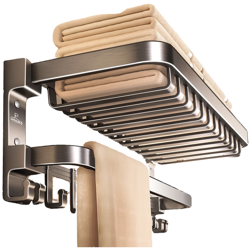 Submarine Space Aluminum Towel Rack Bathroom Storage Shelf Foldable Bath Towel Rack QST01L0102260G
