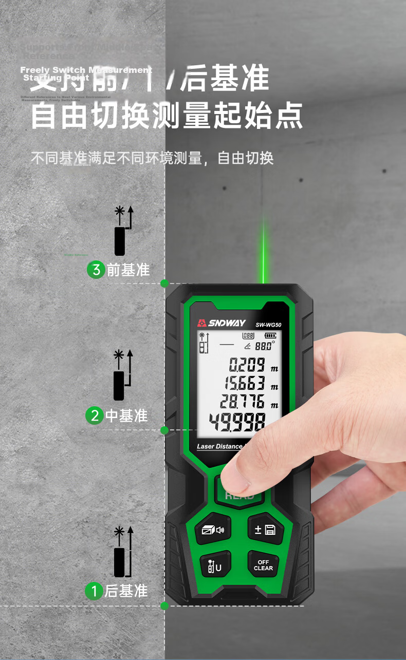 SNDWAY SW-WR70 IP68 Waterproof Laser Distance Meter Infrared High-Precision Electronic Laser Rangefinder with Red Light 9