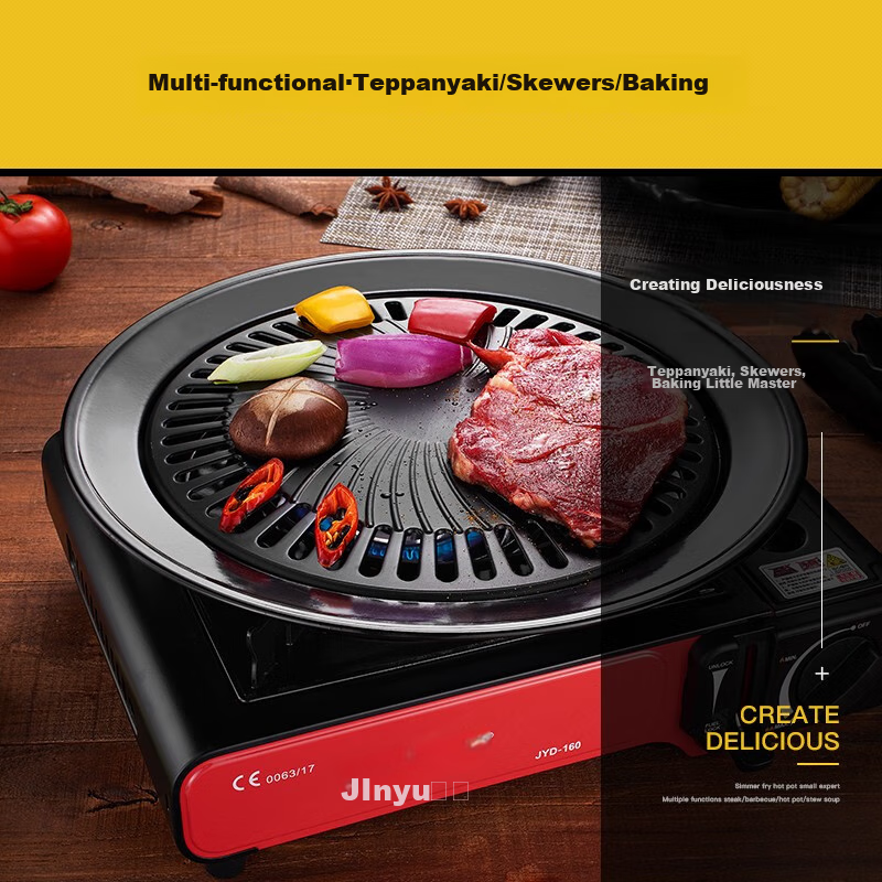 Jinyu Portable Grill Pan, Outdoor Barbecue Plate, Camping Grilling Pan, Maifanshi Stone Fire Pit Cooking Plate, Home-Use Grill Pa