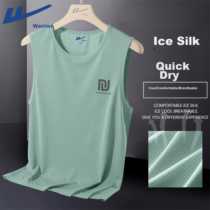 Warrior Quick-Dry Men's Sleeveless Vest Summer American Retro Print Ice Silk Breathable Loose Sports Gym Tank Top YD 21