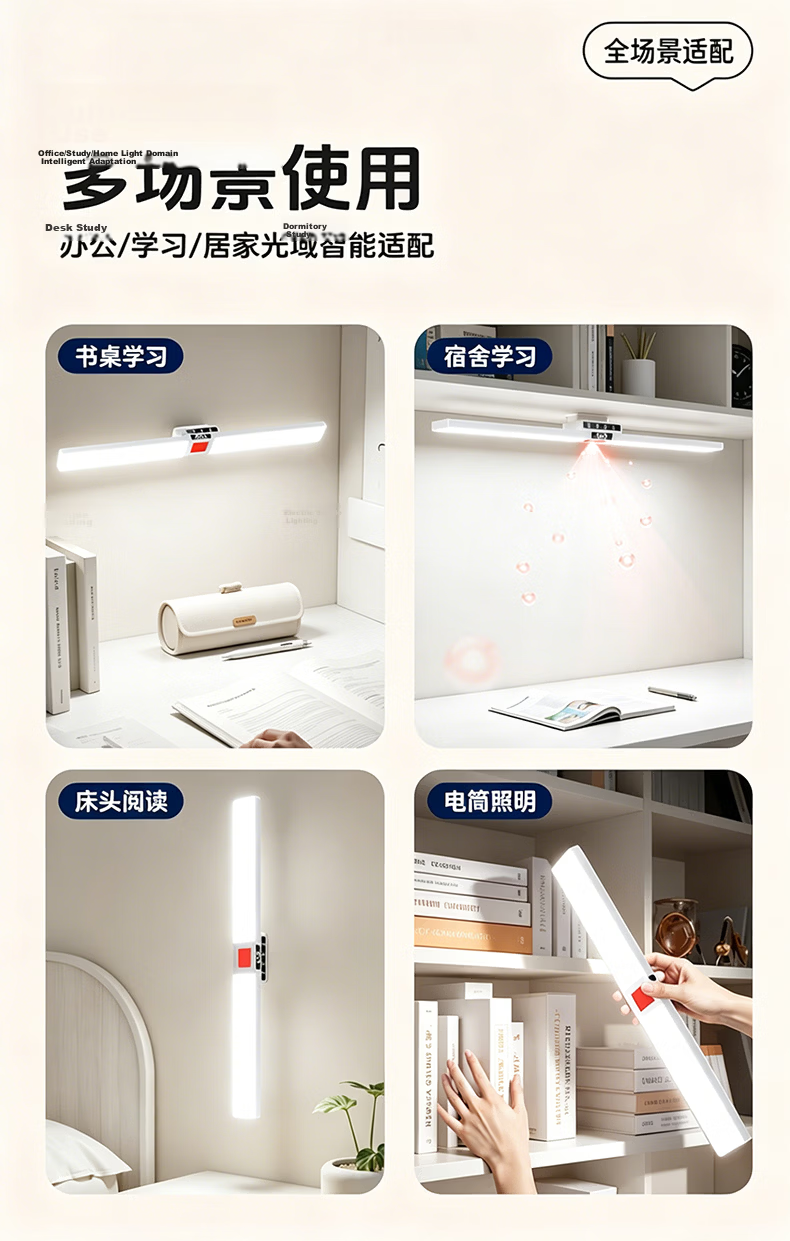 HP Eye Protection Desk Lamp Student Study Table Lamp Wall-Mounted Desktop Rechargeable Magnetic Dormitory Reading Cool Lamp 11