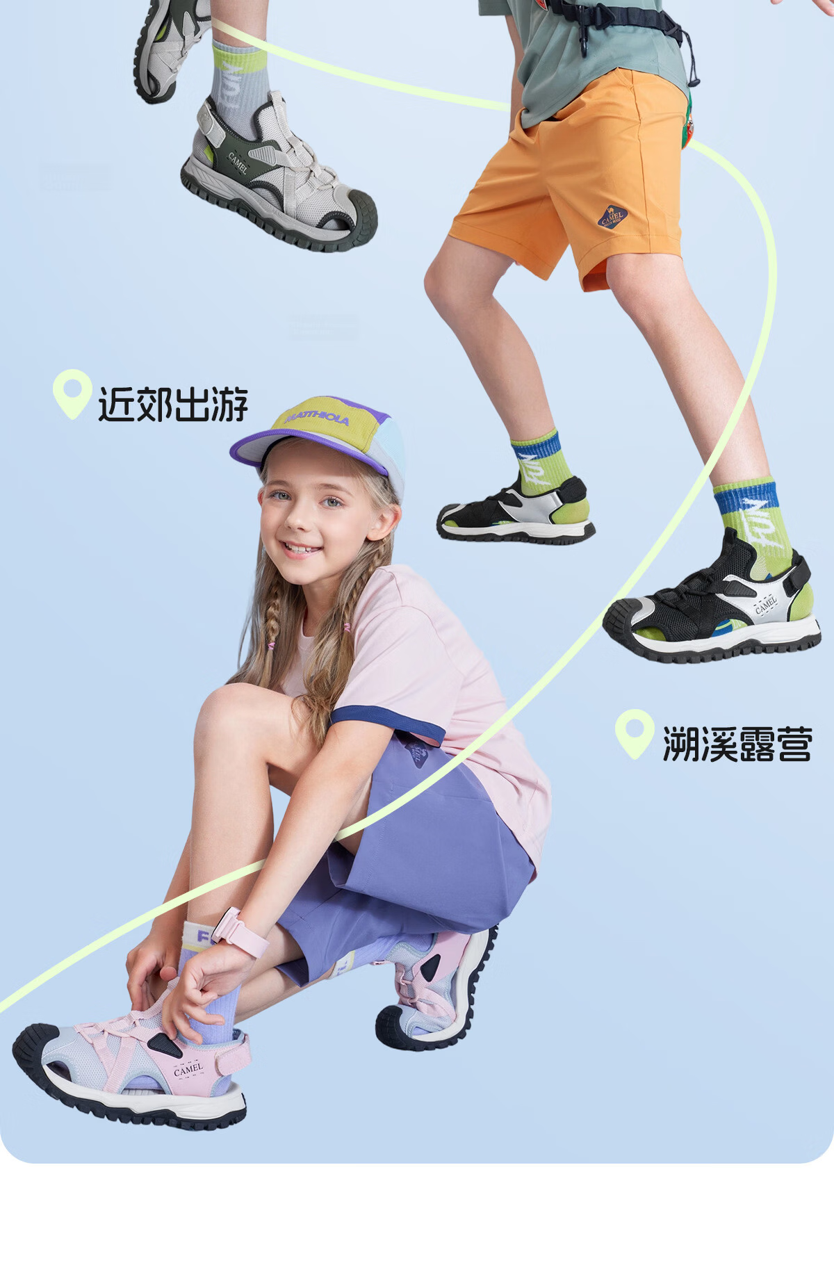 Camel Kids Summer Breathable Closed-Toe Outdoor Casual Beach Sandals Non-Slip Anti-Collision Durable for Older Children 7