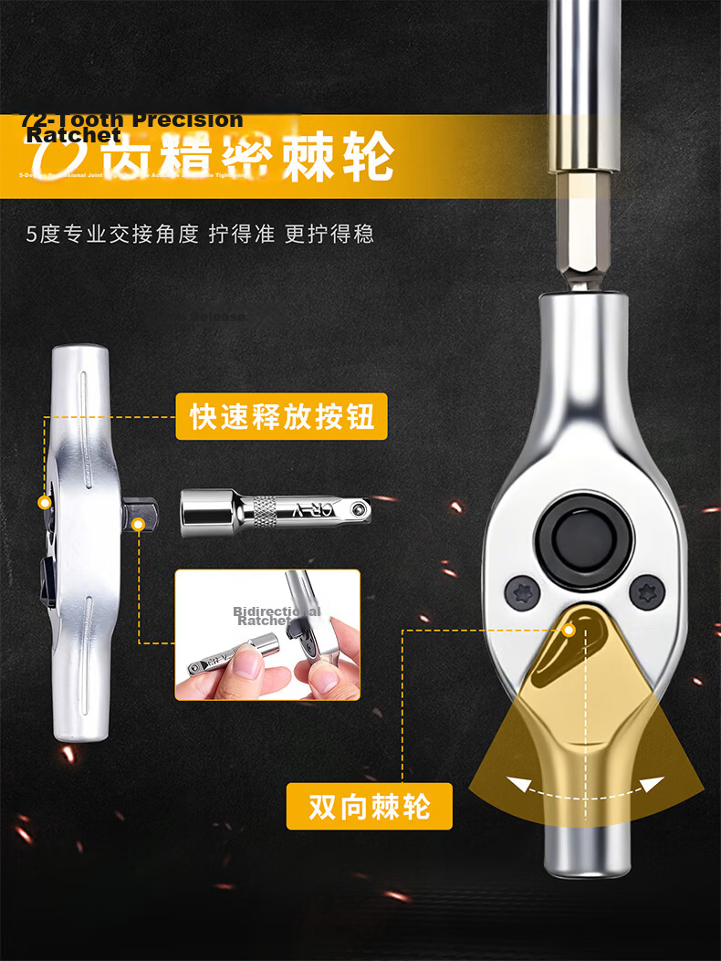 Kuanteng Ratchet Socket Wrench Set with Specialty Screwdriver Bits Yu-Shaped Triangular Phillips and Hex Allen Keys Complete Kit 3