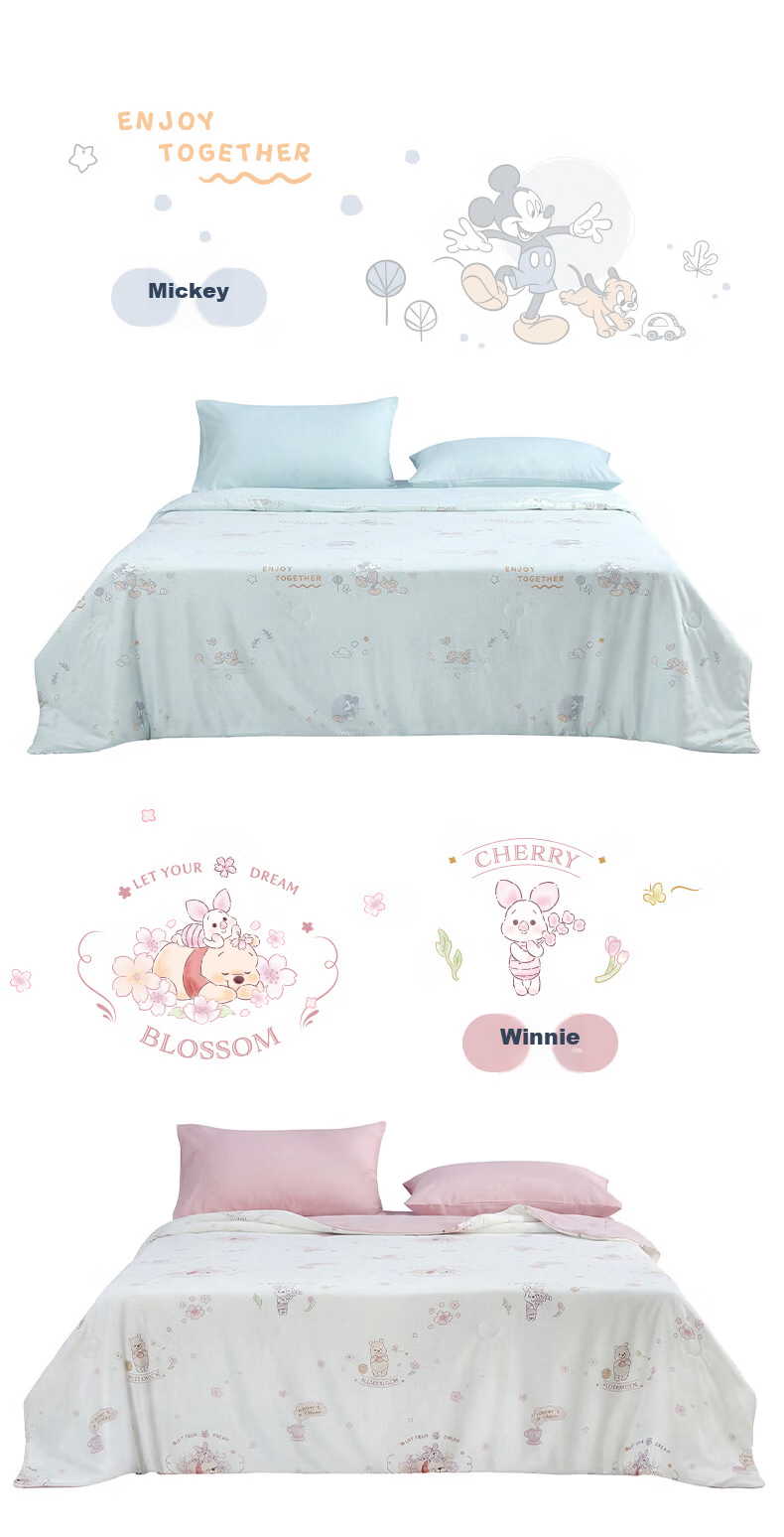 Disney Summer Cooling Quilt Single Ice Silk Air Conditioning Quilt Washable Antibacterial Class A Winnie 150 12
