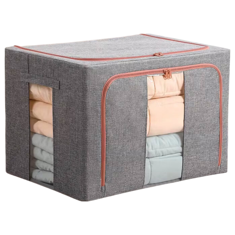Jiabangshou Fabric Clothes Storage Box, Large Capacity Foldable Organizer, Closet Essential, 66L, 1 Piece