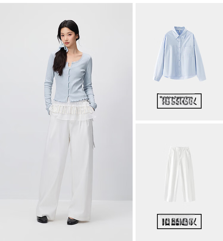 Semir [Pure Cotton] Long Sleeve T-Shirt Women 26 Autumn Short Slim Lace Trim Thin Cardigan 109526101005 11